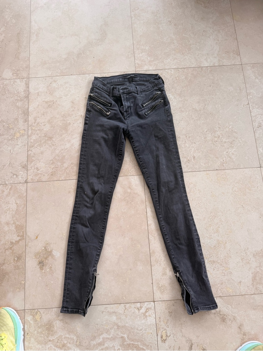 J Brand Black Skinny Jeans with Front Zip Details